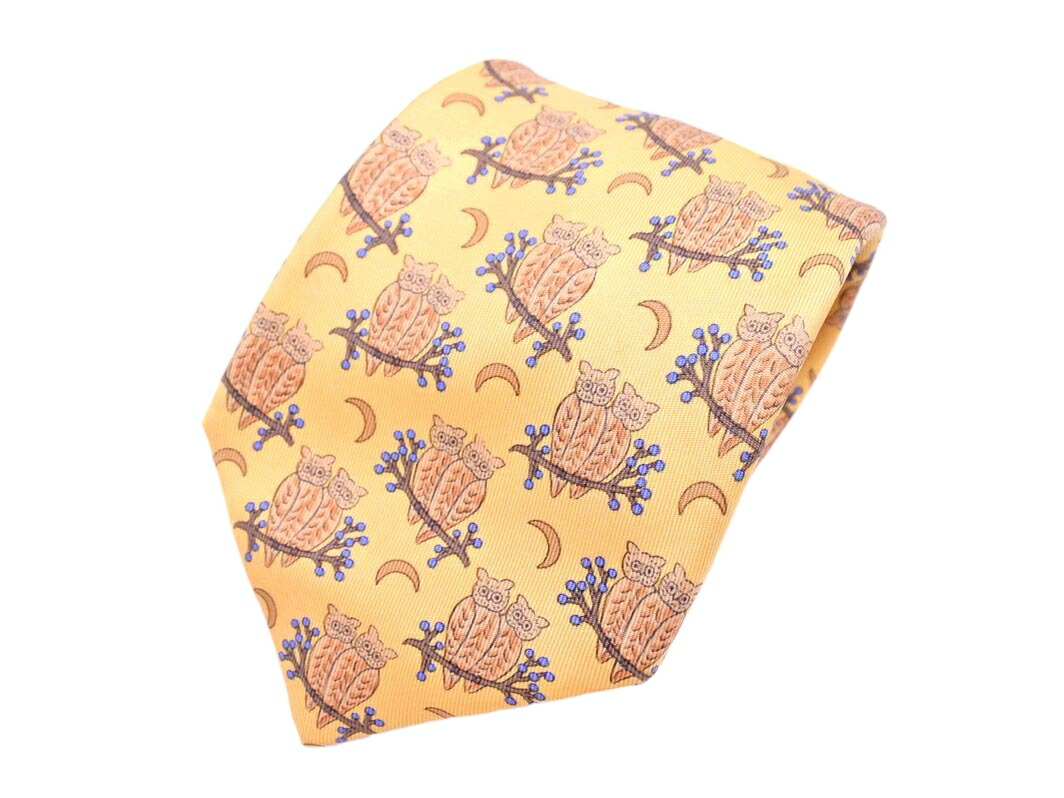 美品✨HERMES ネクタイ　エルメス　鳥　可愛い　動物　アニマル　イエロー HERMES エルメス ネクタイ シルク 絹 H柄 動物 兎 羊 鶏 - メルカリ