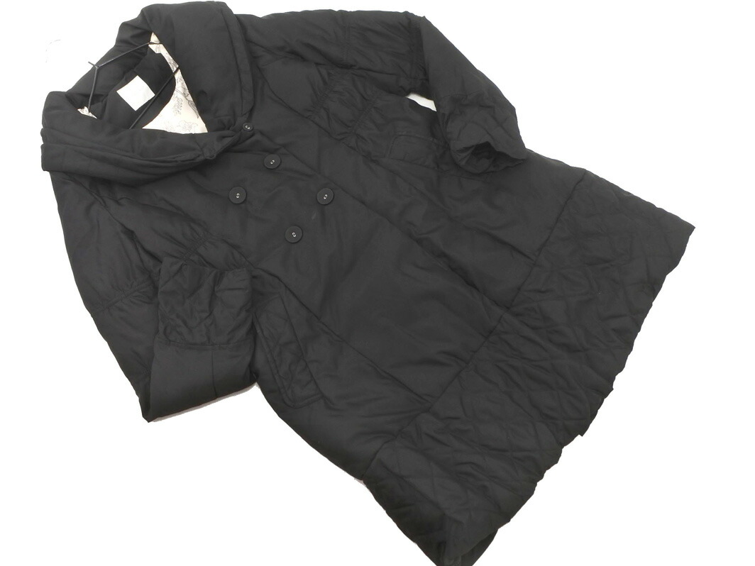 楽天市場】OHGA オーガ フラワー キルト ショート コート 黒 ブラック