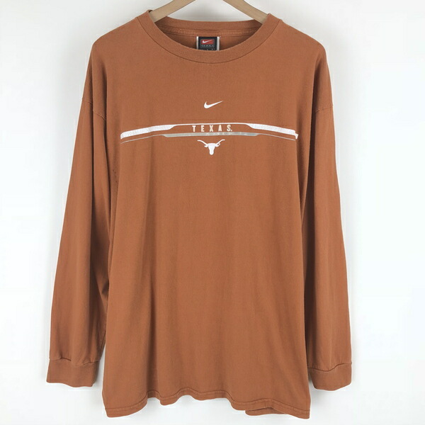 楽天市場 古着 Nike ナイキ ロゴプリントtシャツ Texas 長袖 オレンジ系 メンズl 中古 N 古着lab