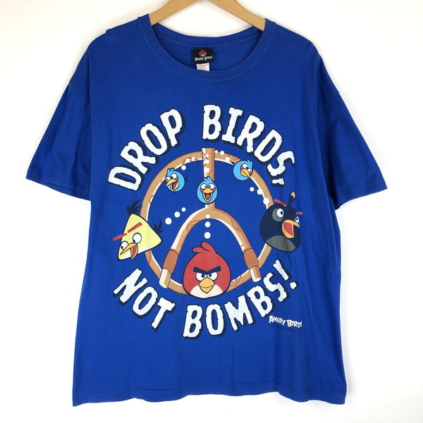 楽天市場 Angry Birds アングリーバーズ キャラクターtシャツ アニメ 鳥 デカプリント ブルー系 メンズxl N 古着lab