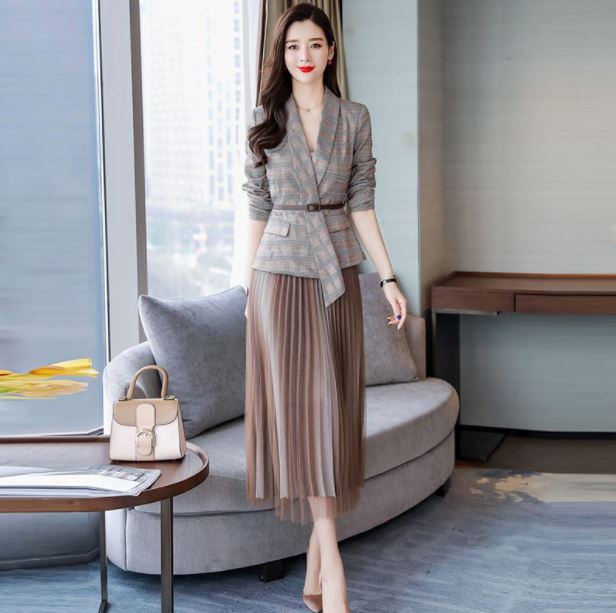 楽天市場 きれいめ レディース ファッション プリーツスカート スーツ レディース スカート セットアップ ミモレ丈 スカート スーツ 上下 通勤服 オフィス 大きいサイズ 3l チェック Furure