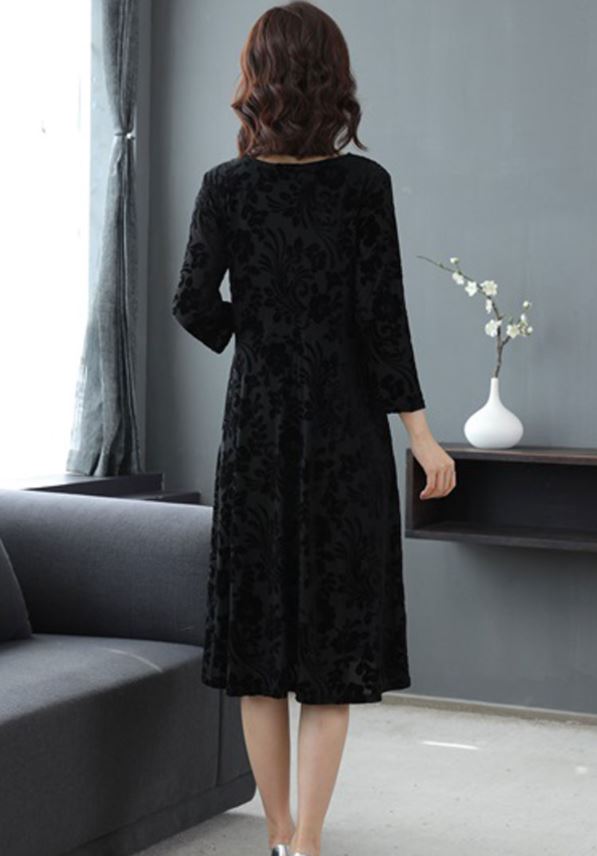 韓国ファッション ベルベッド調 フォーマル ワンピース きれいめ 大きいサイズ 5xl ワンピース 花柄フレアシルエットワンピース 春 夏 秋 冬 きれいめ パーティードレス フラワー Aライン 上品 ワンピース 清楚 エレガント Bullpadel Cl