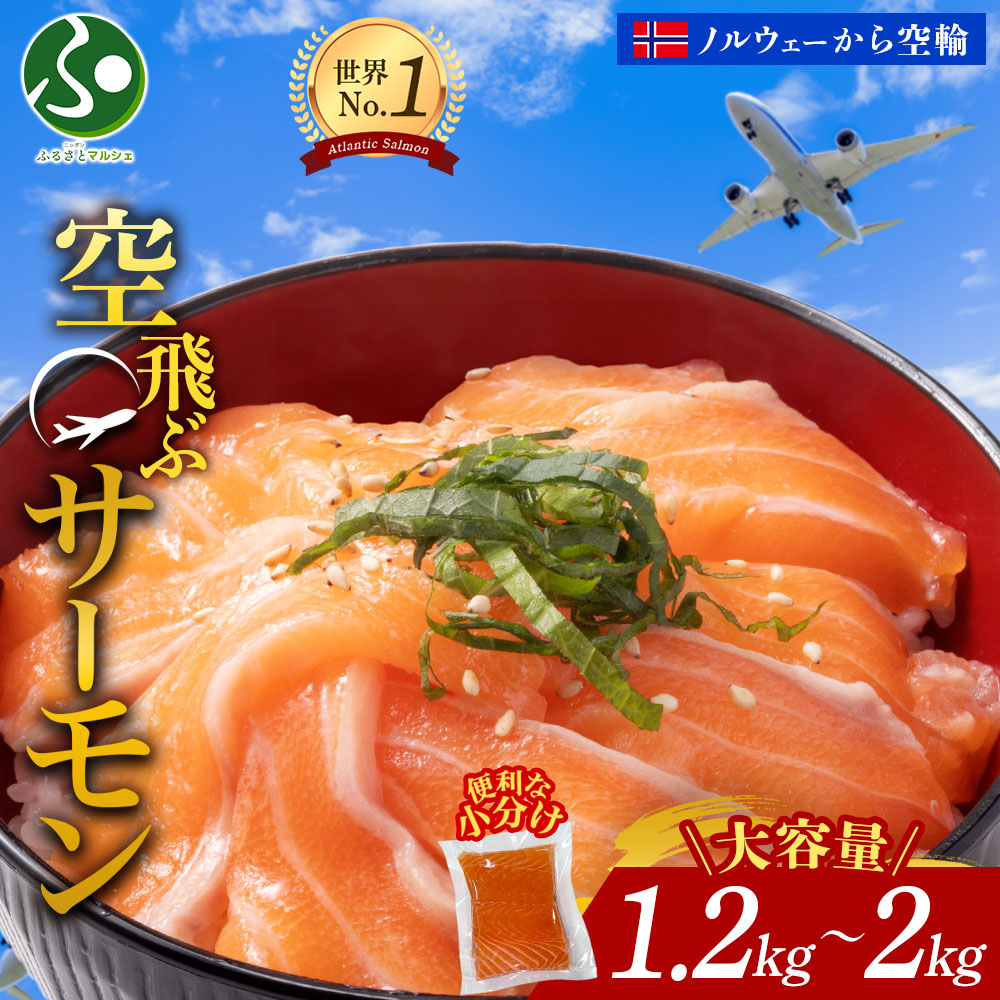 大容量 空飛ぶサーモン (1.2/1.4/1.6/1.8/2kg)ノルウェー産 アトランティックサーモン ふるさと納税 小分け 高級 サーモン 刺身 冷凍 刺し身 お魚 送料無料 食べ物 ギフト 誕生日プレゼント お刺身 生食 海鮮丼 海産物 北国からの贈り物