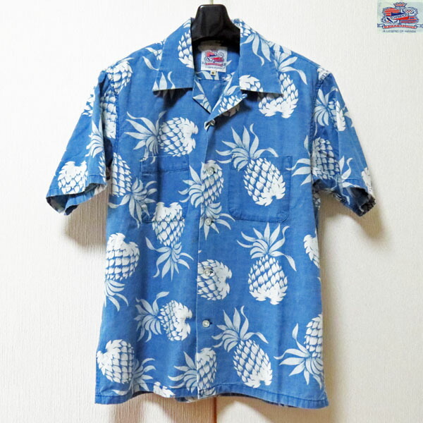 デュークカハナモク 半袖トップス DUKE KAHANAMOKE インディゴコットン半袖ハワイアンプルオーバー DUKE\u0027S PINEAPPLE【DK39045】青碧