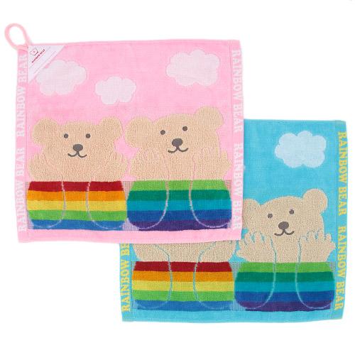 レインボーベア デイズ3 ループ付ウォッシュタオル ピンク・サックス【メール便対応】3枚まで画像