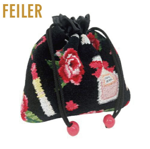 【正規品】FEILER（フェイラー） エターナルヒロイン 巾着（ETH222015）ブラック（母の日 誕生日 お祝い ギフト プレゼント 贈り物 化粧ポーチ 小物入れ バッグインバッグ） 【メール便対応】【送料無料】