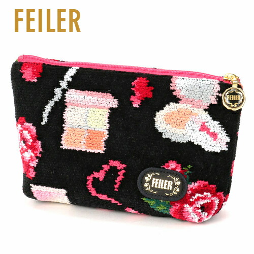 【正規品】FEILER（フェイラー）エターナルヒロイン コスメポーチ（ETH222016）ブラック（母の日 誕生日 お祝い ギフト プレゼント 贈り物 化粧ポーチ 小物入れ バッグインバッグ） 【メール便対応】【送料無料】※送料込み