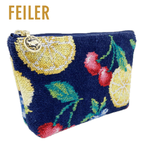 【定め事品】FEILER（フェイラー）ラフルッタ コスメポーチ（LFT232004）ネイビーブルー（かざり付ける合切袋 小入れもの 差し上げ物 差し上げ物 差し上げ物 生まれ落ちる日 母の日 祝賀会 畏まり）【電子メイル便相応う】