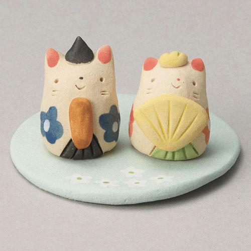 日本製 江戸屋窯 ネコ プチ雛 猫/置物/インテリア/ひな人形/ひな祭り 