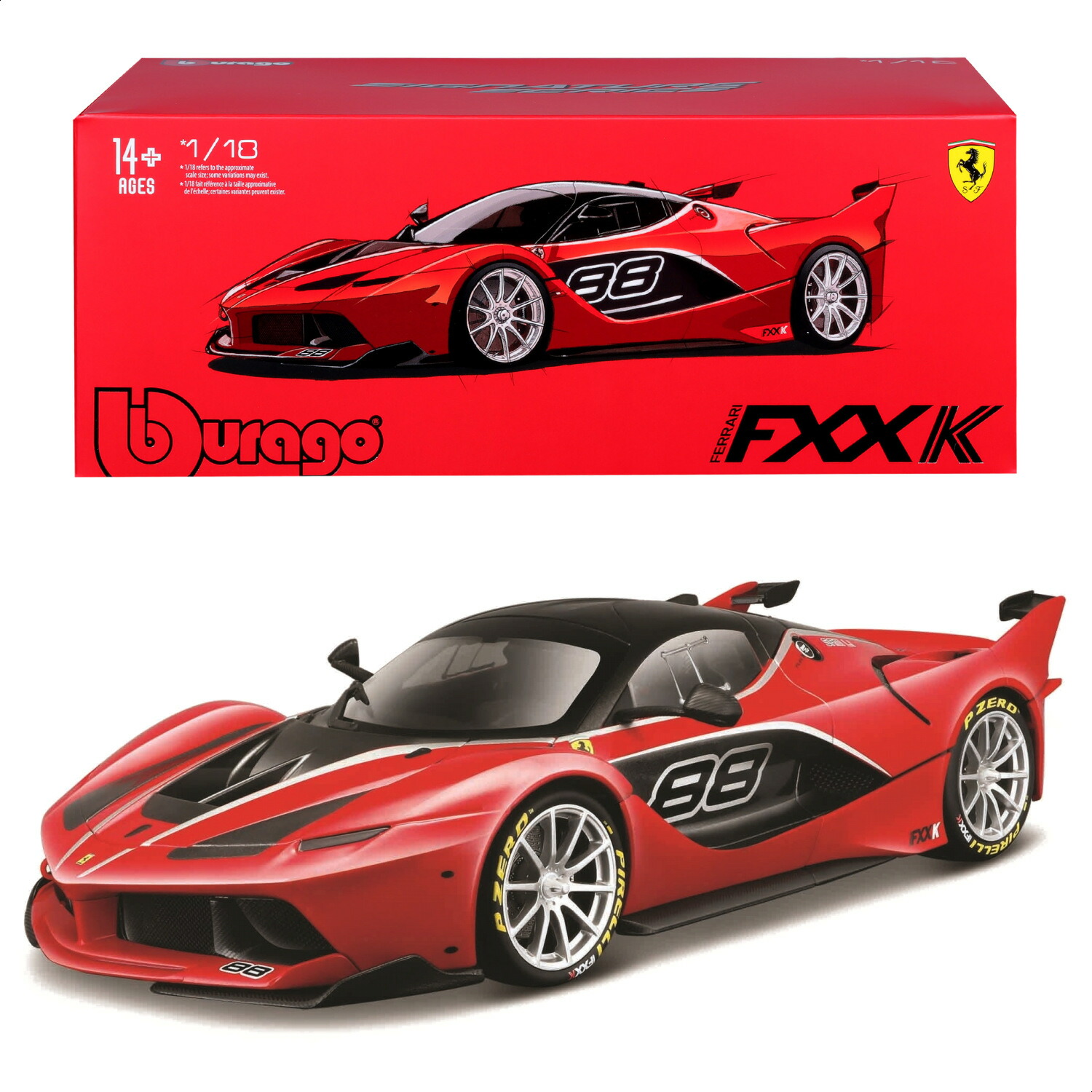 ミニカー 1/18 Bburago シグネチャーシリーズ フェラーリ FXX K #88 レッド ／ ダイキャスト ダイカスト モデルカー 完成品 ブラーゴ ブラゴ ブラゴー レーシングカー コレクション インテリア プレゼント スケールモデル ディスプレイ