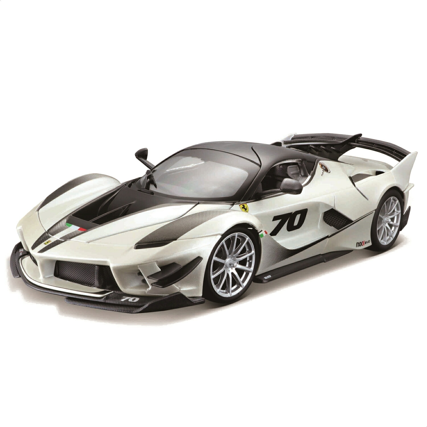 ミニカー 1/18 Bburago フェラーリ FXX K EVO #70 ホワイト ／ ダイキャスト ダイカスト モデルカー 完成品 ブラーゴ ブラゴ ブラゴー レーシングカー コレクション インテリア プレゼント スケールモデル ディスプレイ