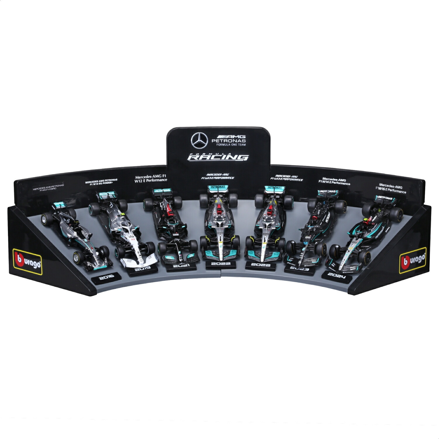 F1 ミニカー 1/43 Bburago メルセデスAMG・ペトロナス・フォーミュラワン・野球クラブ 7台仕掛ける（１番ウッドなし）【専用基礎付き添い人】／ ダイキャスト ダイカスト 模範例鉄道車両 為し終わる品 ブラーゴ ブラゴ ブラゴー レーシングカー 寄せあわせ 規模模範例 見せびらかす 車-おもちゃ