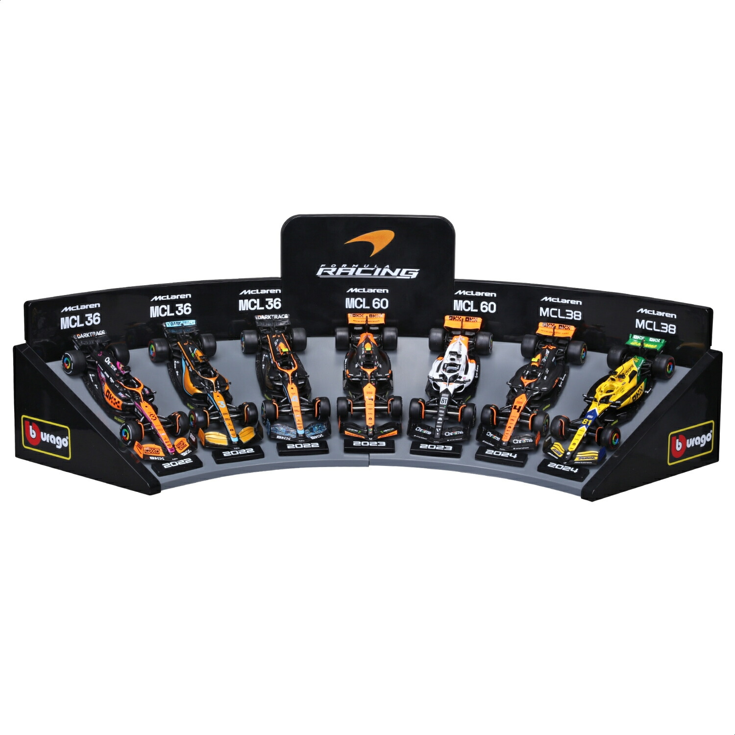 F1 ミニカー 1/43 Bburago マクラーレン・公式1野球クラブ 7台仕掛ける（１番ウッドなし）【専用基礎付き添い人】／ ダイキャスト ダイカスト 模範例鉄道車両 為し終わる品 ブラーゴ ブラゴ ブラゴー レーシングカー 寄せあわせ 室内装飾 差し上げ物 規模模範例 見せびらかす 乗り物のおもちゃ-ミニカー・トイカー-おもちゃ