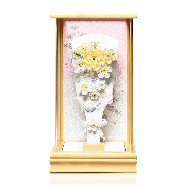 【羽子板】9号夢花つまみ細工羽子板白木アクリルケース：伏見屋監修【羽子板ケース】【正月飾】
