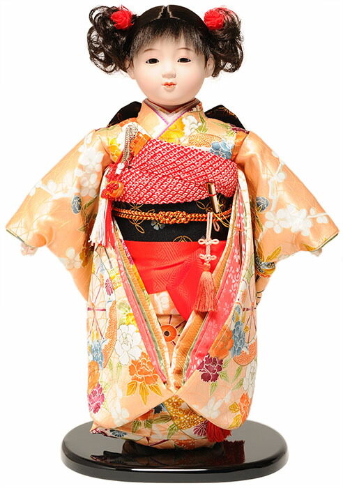有松しぼり　平安豊久　市松人形　13号　花印　パーマ　菊帯　少女　日本人形 楽天市場】送料無料 平安豊久作 市松人形 13号 絞り 〈平安豊久