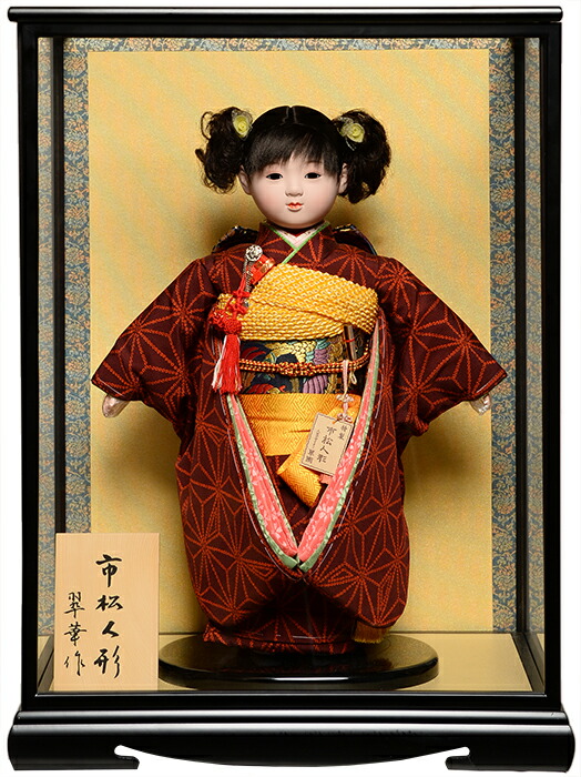 ●新品●敏光作●　市松人形　金彩衣装 楽天市場】【市松人形】8号市松人形：輪郭桜刺衣裳ケース付