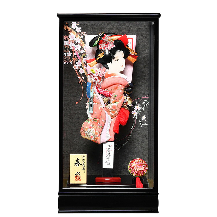 【江戸勝】【押絵羽子板】羽子板 15号春彩：京友禅桜柄振袖押絵羽子板：江戸勝作【羽子板ケース】【正月飾】｜人形の伏見屋