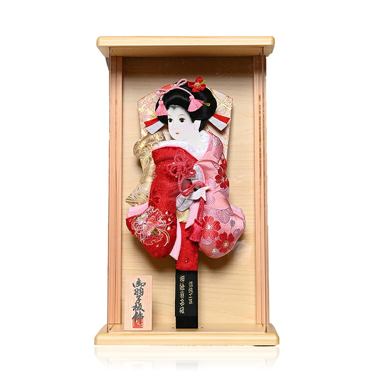 【羽子板】【摘み細工羽子板】羽子板9号アクリルケース桧壁掛飾：江戸勝作　【羽子板壁掛】【正月飾】