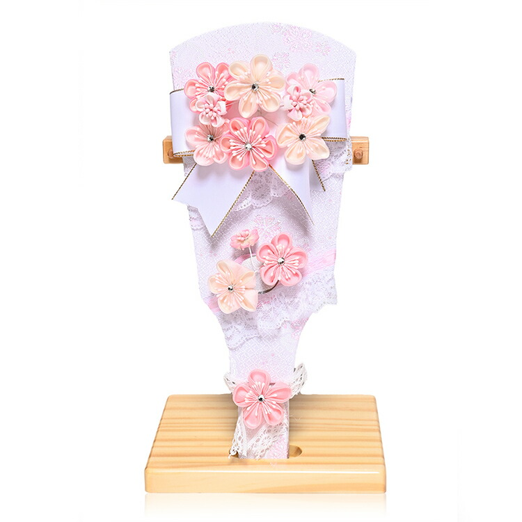 【摘み細工羽子板】羽子板9号愛花つまみ〈ピンク〉細工羽子板(白木台付)　【羽子板ケース】【正月飾】