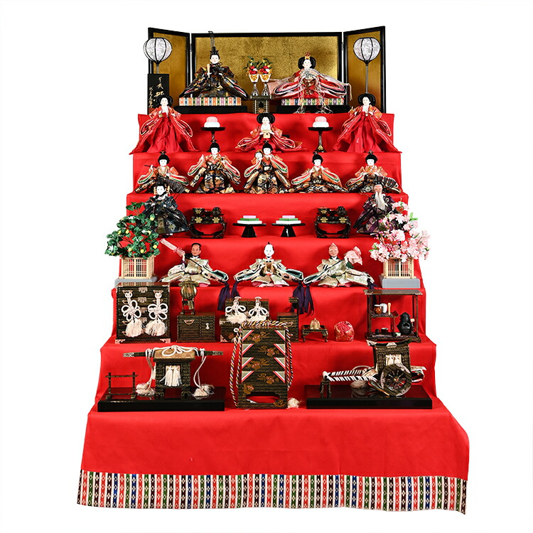 楽天市場】【雛人形】【緋毛氈七段】七段飾 万葉雛 緋毛氈段：九番親王