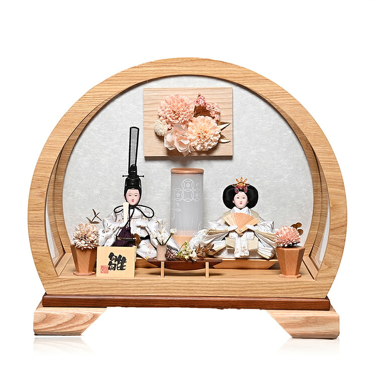 【ひなケース】【モダン雛ケース】ひなケース円華芥子親王木目ケース：丸形：敏光作【雛人形】【ひな人形】｜人形の伏見屋