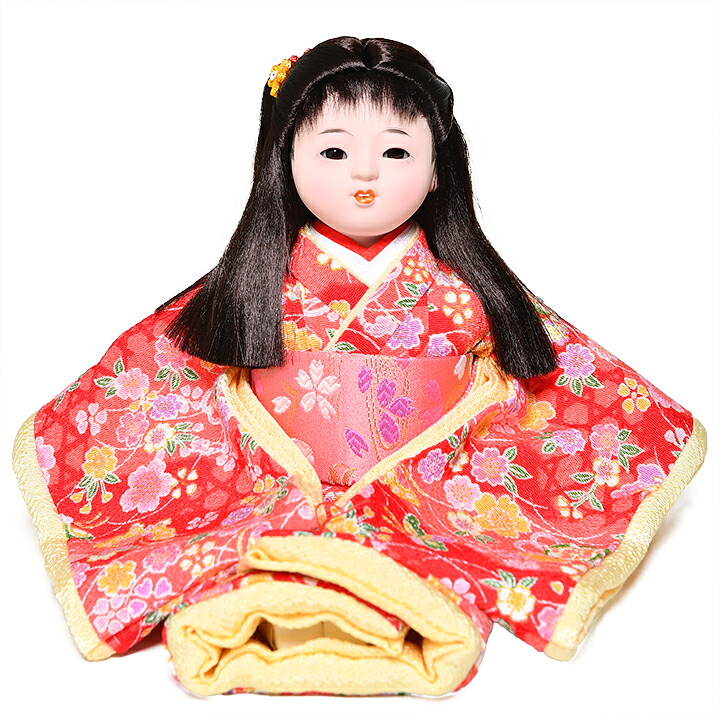 【ひな人形】【市松人形】6号座市松　萌々【さくら柄衣装】：敏光作【浮世人形】