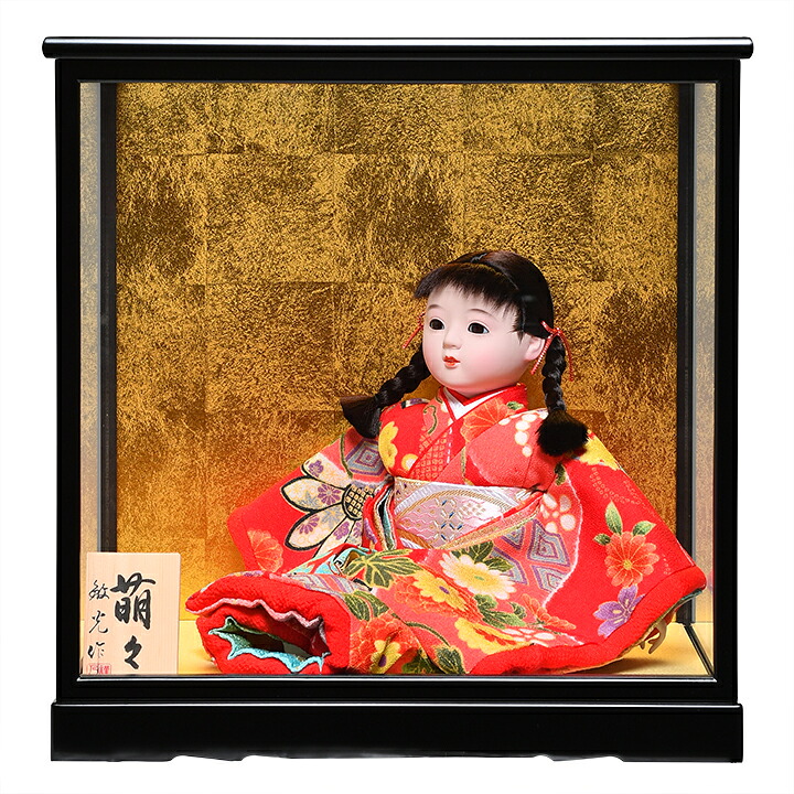 【ひな人形】【市松人形】8号座市松　萌々【京染衣装】：敏光作：ケース入り【浮世人形】