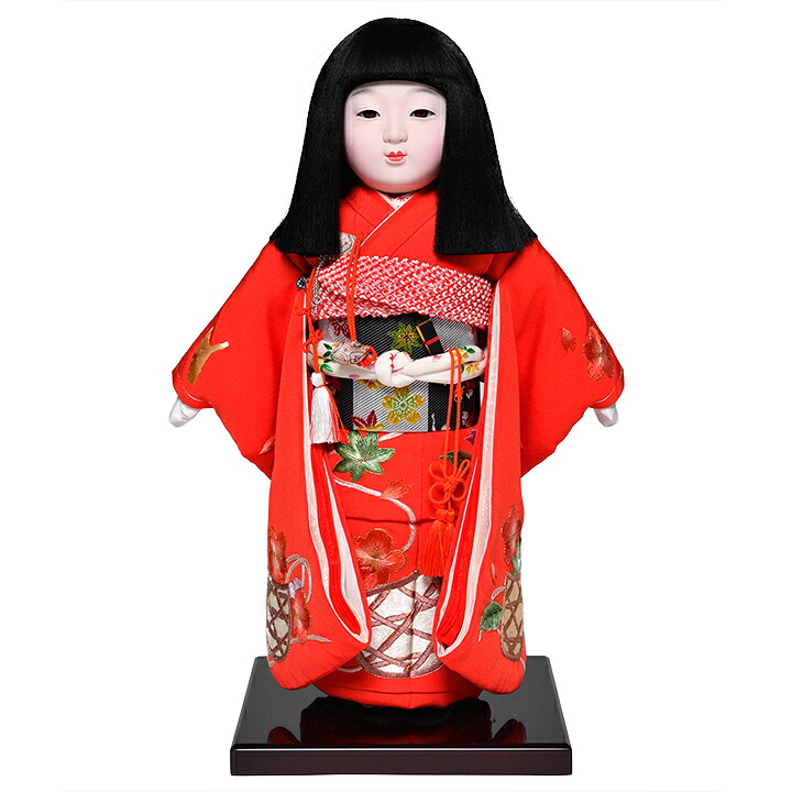 【元賀章介】【ひな人形】【市松人形】10号市松人形：正絹手刺繍手縫衣装：元賀章介作【浮世人形】