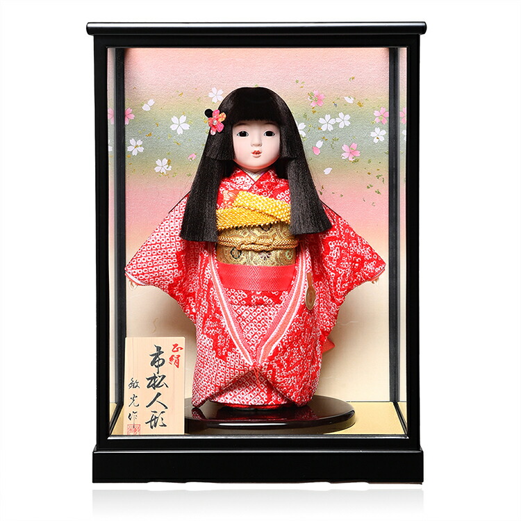 ●新品●敏光作● 市松人形 金彩衣装 楽天市場】【市松人形】8号市松人形:輪郭桜刺衣裳ケース付