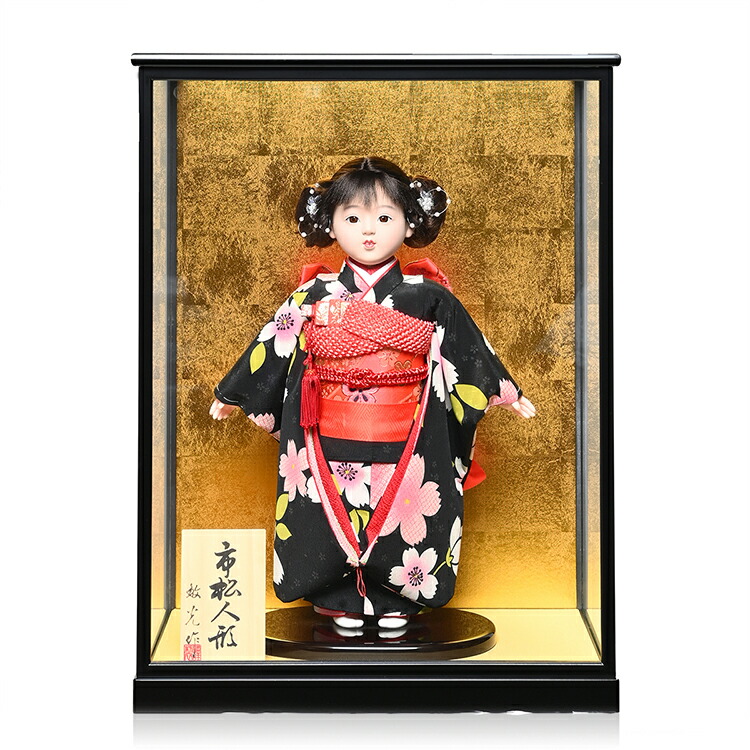 楽天市場】【市松人形】8号市松人形：輪郭桜刺衣裳ケース付