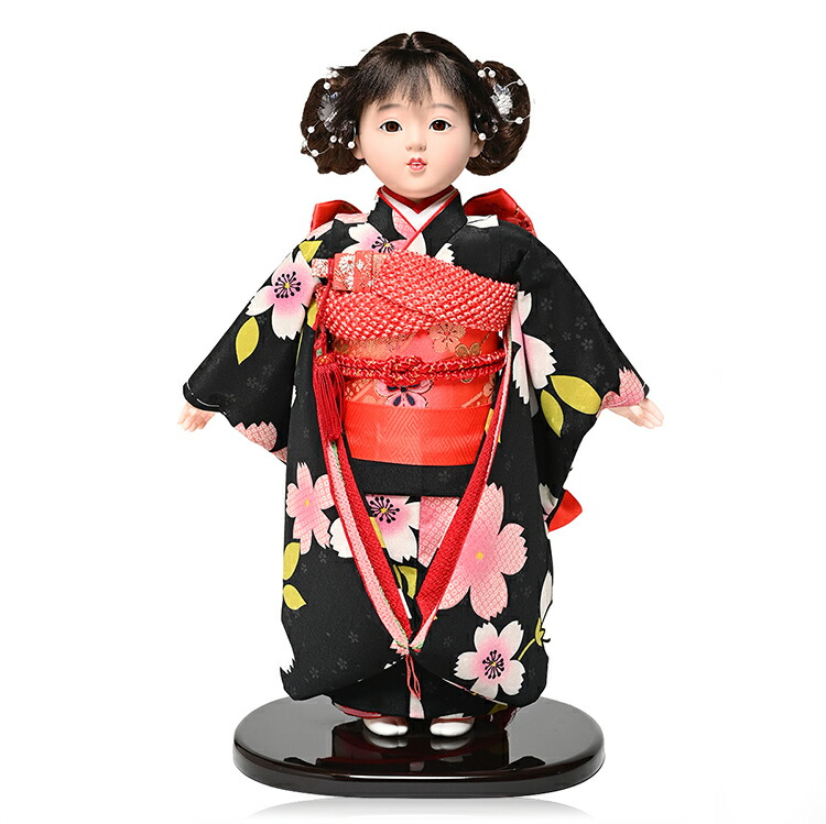楽天市場】【市松人形】8号市松人形：輪郭桜刺衣裳ケース付