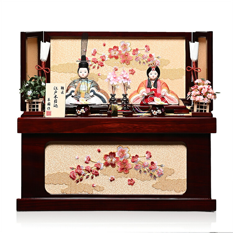 【赤ちゃん顔お雛様】【木目込】木目込／親王飾：大和雛親王収納飾：小倉草園作【木目込親王飾】【立雛】｜人形の伏見屋