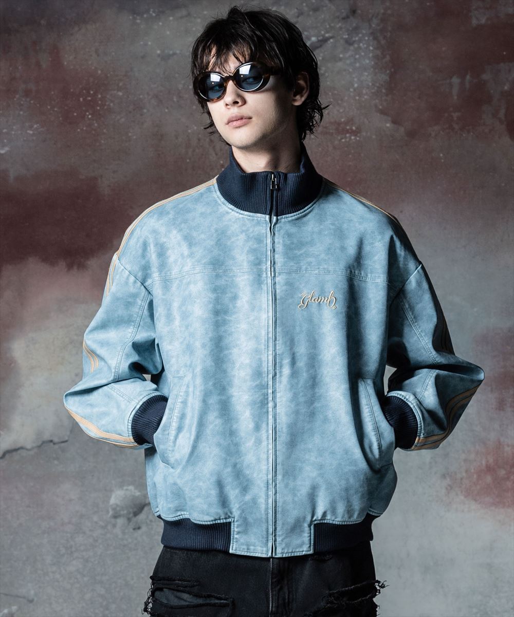 glamb(グラム)】【予約販売3月下旬～4月上旬入荷】Synth Leather Hooded Track Jacket シンセレザーフーデッド トラックジャケット(GB0125-JKT09) | CAMBIO カンビオ