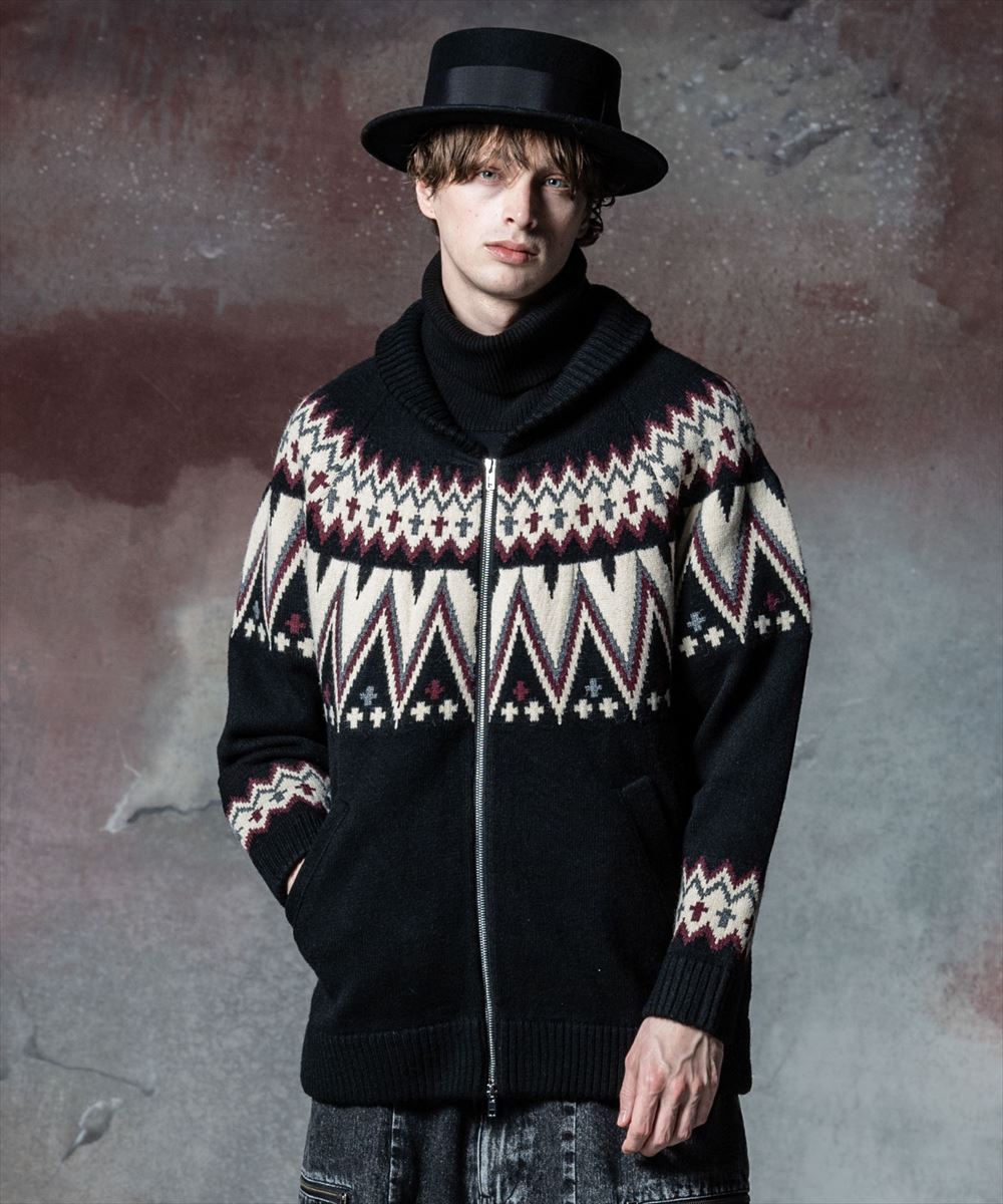 glamb 瓦 Fair Isle Cross Knit フェアアイルクロスニット
