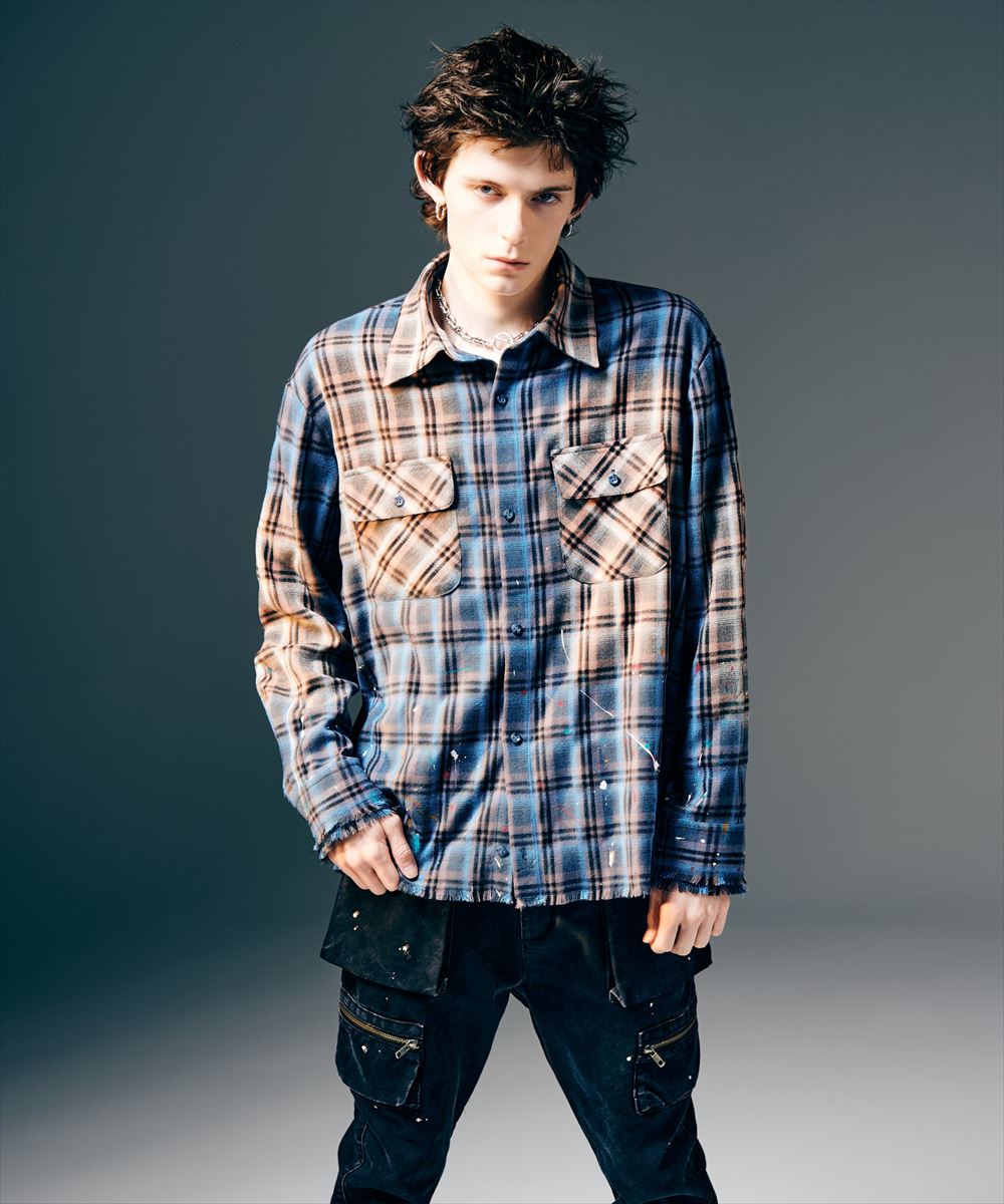 Splash Damage Flannel Shirt / スプラッシュダメージフランネルシャツ　glamb グラム