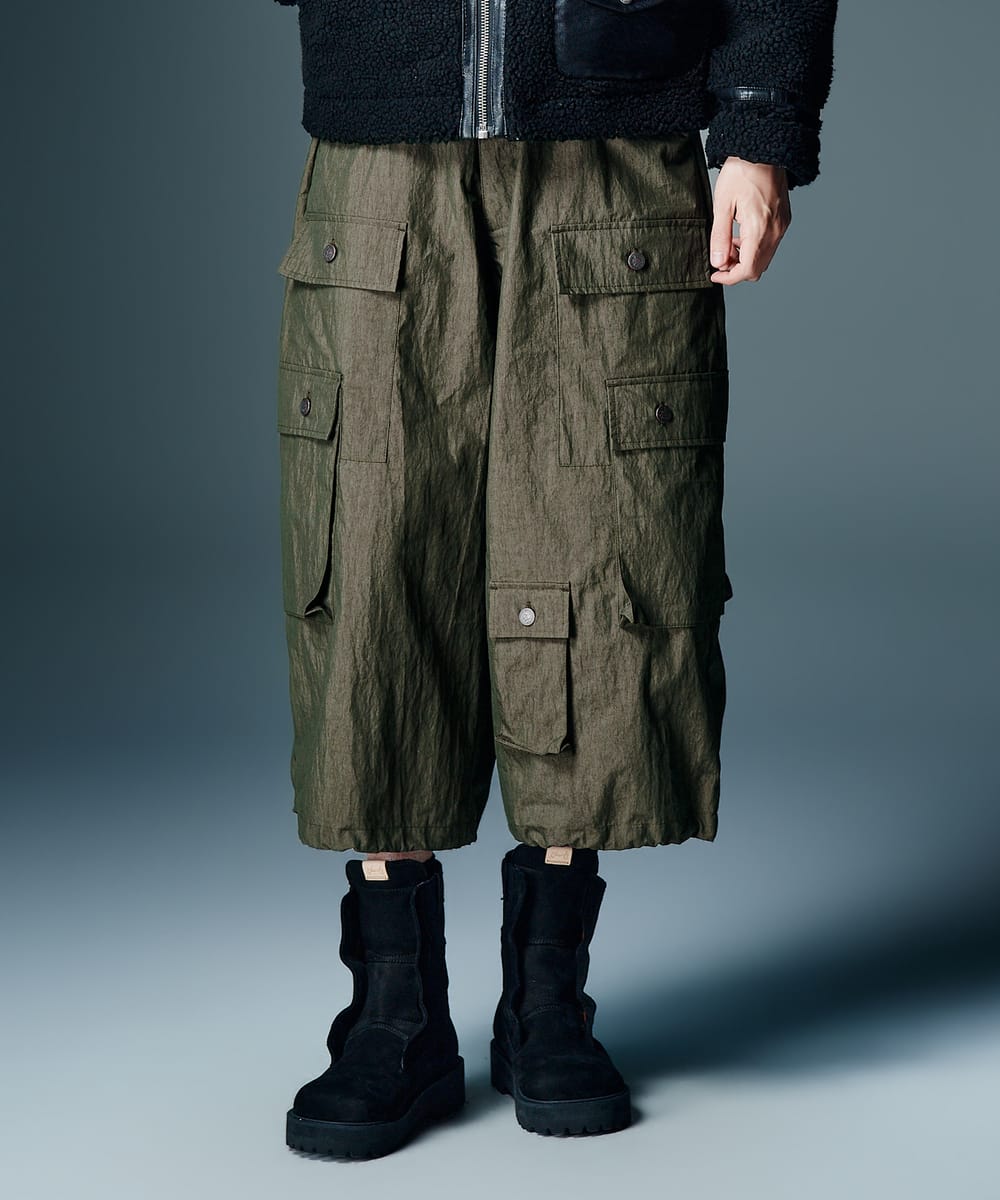 Asymmetry Cropped Cargo Pants / アシンメトリークロップドカーゴパンツ glamb 瓦 ズボン・パンツ-メンズファッション