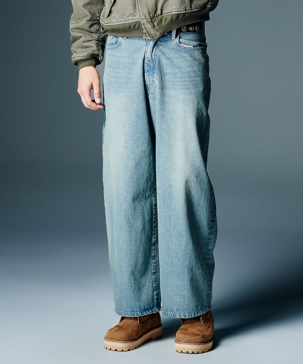 Leather Combination Wide Denim / レザーコンビネーションワイドデニム glamb グラム|fusion&SUN