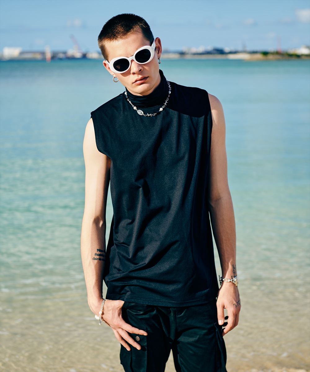 Tech High Neck Tank Top / テックメッシュネックタンクトップ　glamb グラム｜fusion＆SUN