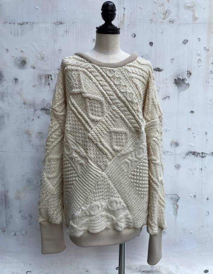 SALE/セール 77circa / 77サーカ circa make diamond patchwork fisherman sweater フィッシャーマンセーター 特別価格