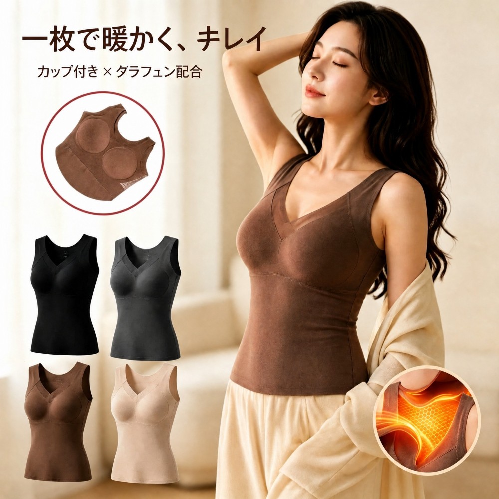 【秋冬限定新品 暖かいブラトップ ノンワイヤー キャミソール】あったかインナーの新定番！