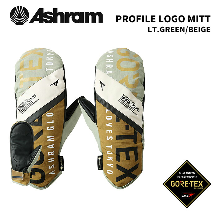 ASHRAM アシュラム 地球儀 PROFILE LOGO MITT LT.GREEN/BEIGE プロファイルロゴタイプ・ミトン ASRM24W08 24-25青写真