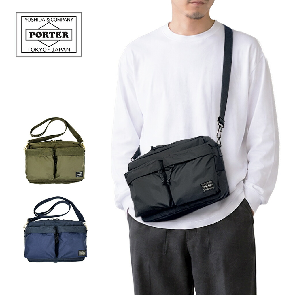 ポーター フォース ショルダーバッグ 855-05457 PORTER 吉田カバン FORCE メンズ レディース ナイロン 斜めがけバッグ 日本製 軽量 軽い 大人 20代 30代 40代 50代 ブランド カジュアル ミリタリーテイスト｜ＦＵＴＡＢＡ