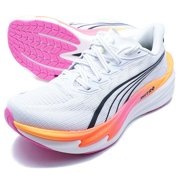ディヴィエイト ニトロ 4 ウィメンズ プーマ PUMA 312124-10 ホワイト ピンク レディース ランニングシューズ