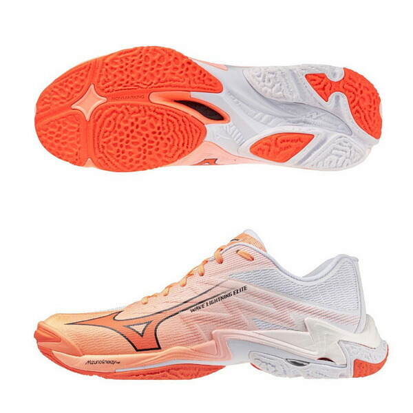 ミズノ MIZUNO メンズ レディース 排球シューズ ウエーブライトニングエリート WAVE LIGHTNING ELITE コーラル V1GA2600-80