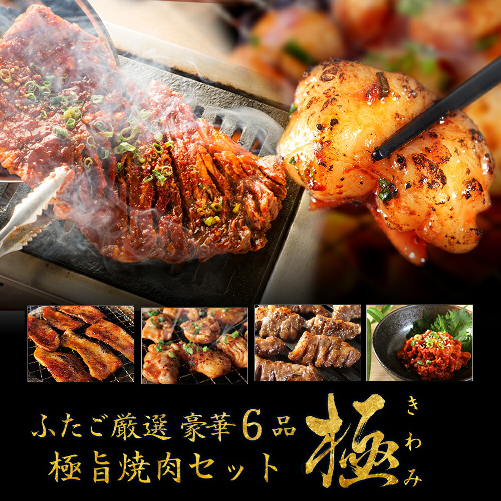 【送料無料】ふたごの焼肉セット「極」 4〜5人前/全6品 とろける絶品ホルモンや極上ハラミが入ったふたご渾身の焼肉セット 焼肉・ バーベキューBBQにも！ ギフト・ご贈答にも！ 大阪焼肉・ホルモン ふたご通販