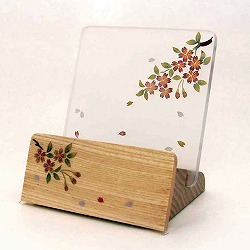 今めかしい見台 （過ぎ越し方帳台） 会津蒔絵 桜 自然的 背低型 3.0寸 幅：約10珊