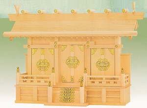 【貨物輸送無料】【神棚・お宮】 通し大屋根三社（小）