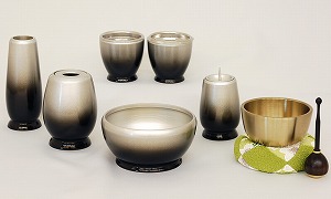 モダン仏具 グラデ おリン付 五具足 シルバー