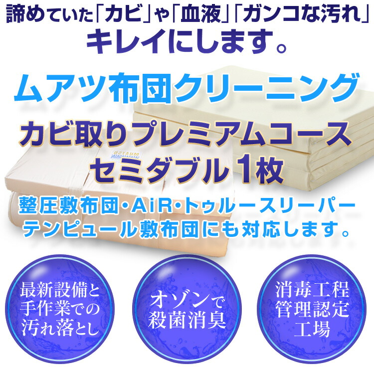 市場 ムアツ布団 クリーニング 1枚 セミダブル 整圧敷布団 エアー カビ取り