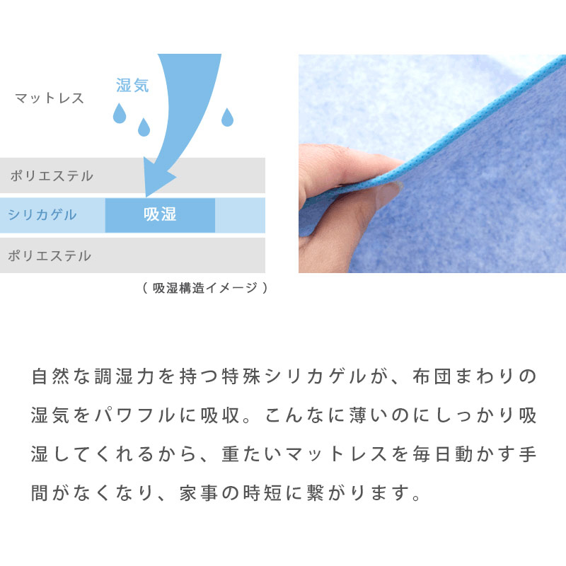 Kodawari Anminkan Hygroscopic Dehumidification Futon Hygroscopic Dehumidification Futon Mat Moisture Collecting Sheet Dew Condensation Prevention Bedclothing Single 90 180cm